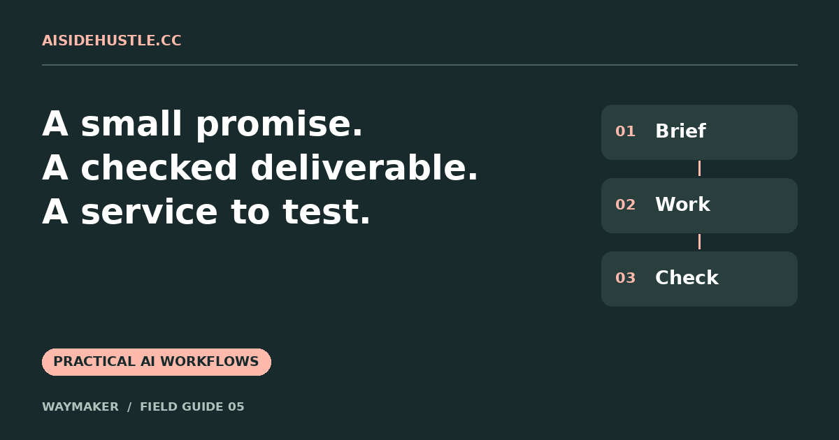 A small promise. A checked deliverable. A service to test.
